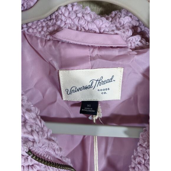 Universal Thread Sherpa Winter Coat Bomber Jacket Women XS Collared Lined New - Picture 6 of 10